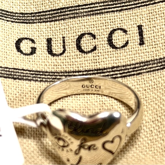 Gucci "Blind for Love" Heart Ring - Sterling Silver - Size 7 - NIB - Picture 3 of 5